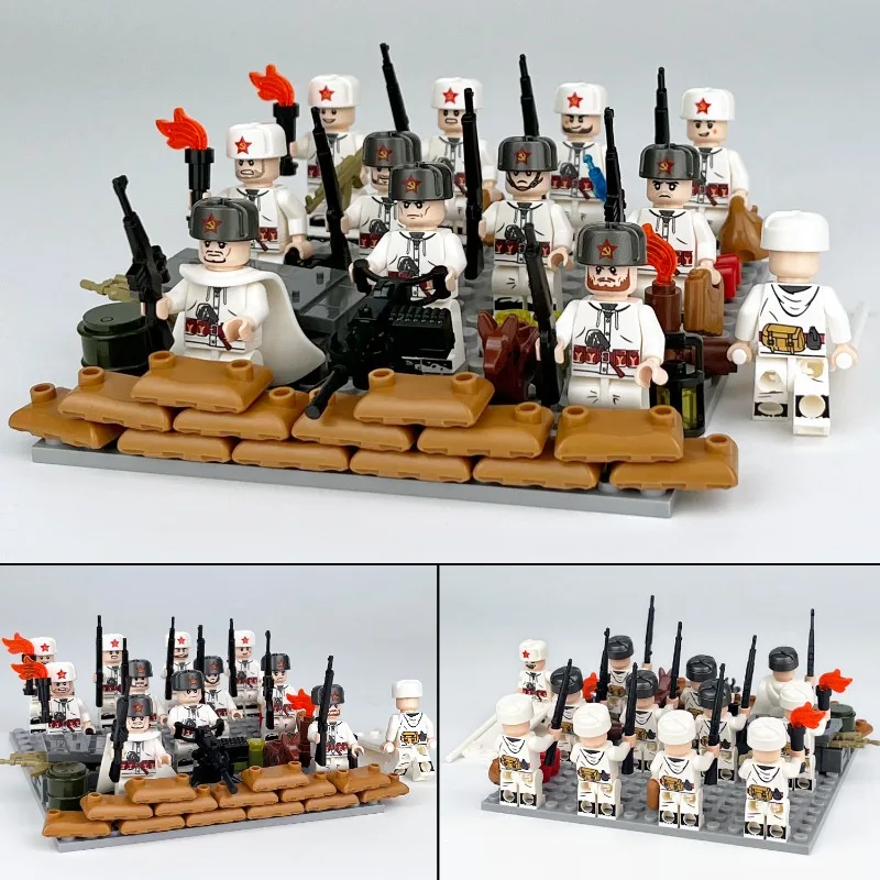 

8199 German plateau field troops double-sided cross-border wholesale stretcher children assembled small particles building block