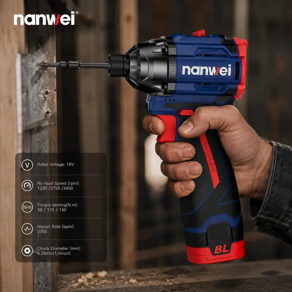 3450RPM Rechargeable Brushless Drill Cordless Electric Screwdriver Lithium Battery DIY Power Tool for Home