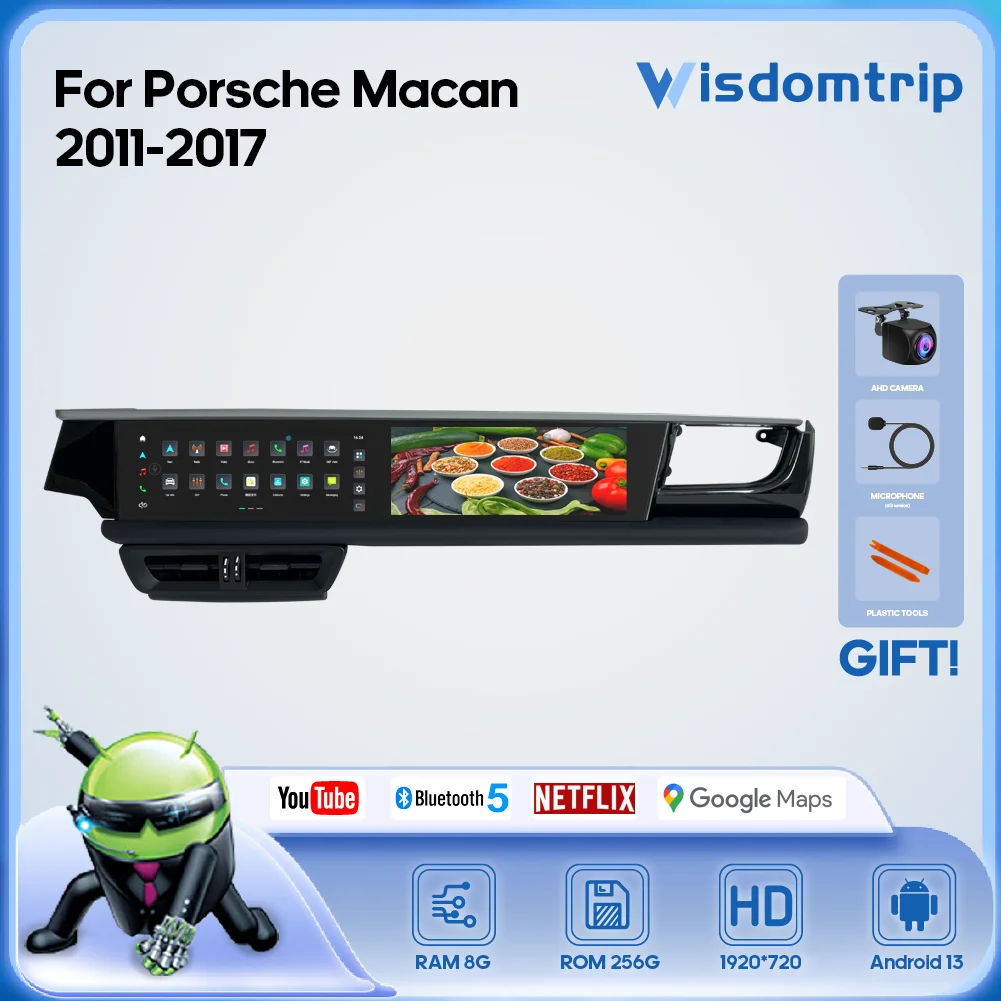 

For Porsche Macan 2011-2017 Car Multimedia Video Player GPS Navigation Radio 4G Carplay+Android Auto Android 13 360 Camera