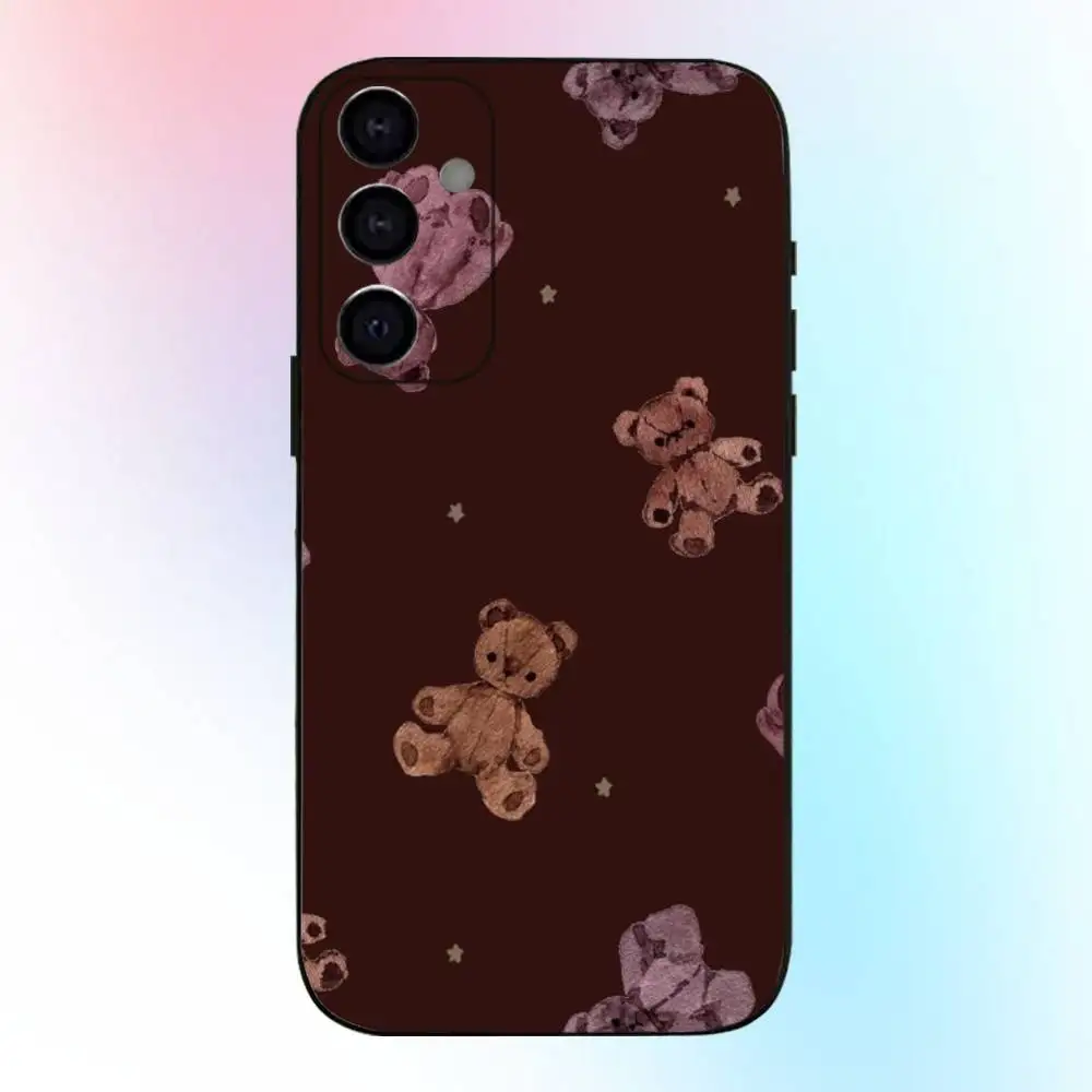 حافظة هاتف مرقعة تيدي بير لهاتف سامسونج جالاكسي A73، A72، A71، A70، A53، A52، A51، غطاء أسود ناعم آخر