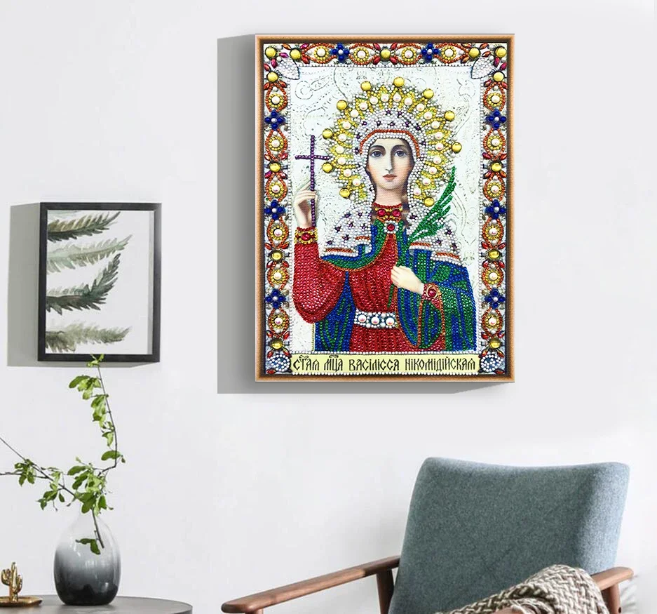 Special Shaped Diamond Painting Embroidery Icon Religion Mother and Son Round Crystal Drill 5D DIY Rhinestone Art Cross Stitch