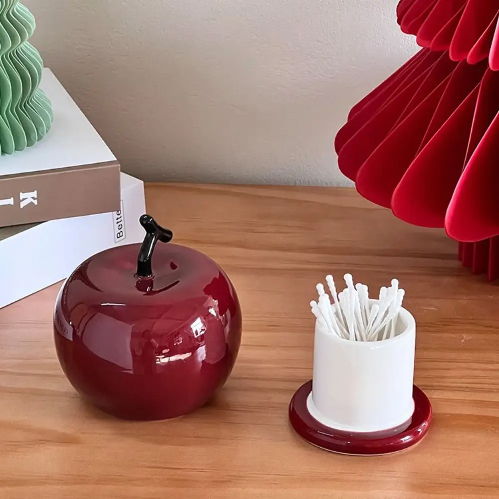 

Ceramics Fruit Theme Toothpick Box Fruit Shape Decorative Dental Floss Storage Box Dust-proof Toothpick Dispenser Living Room