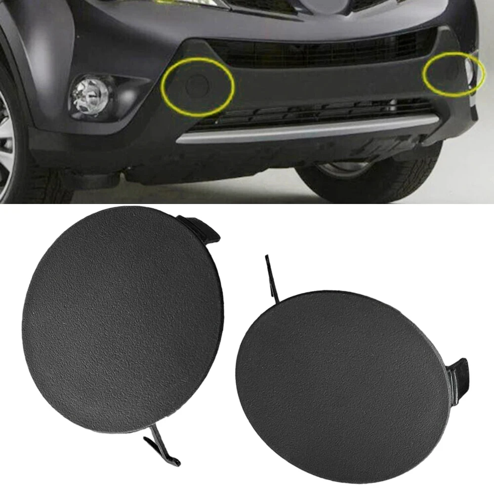 1 Pair Black Front Bumper Tow Hook Eye Cover Cap Left Right for Toyota RAV4 US Version 2013-2015 53286-0R060 53285-0R060