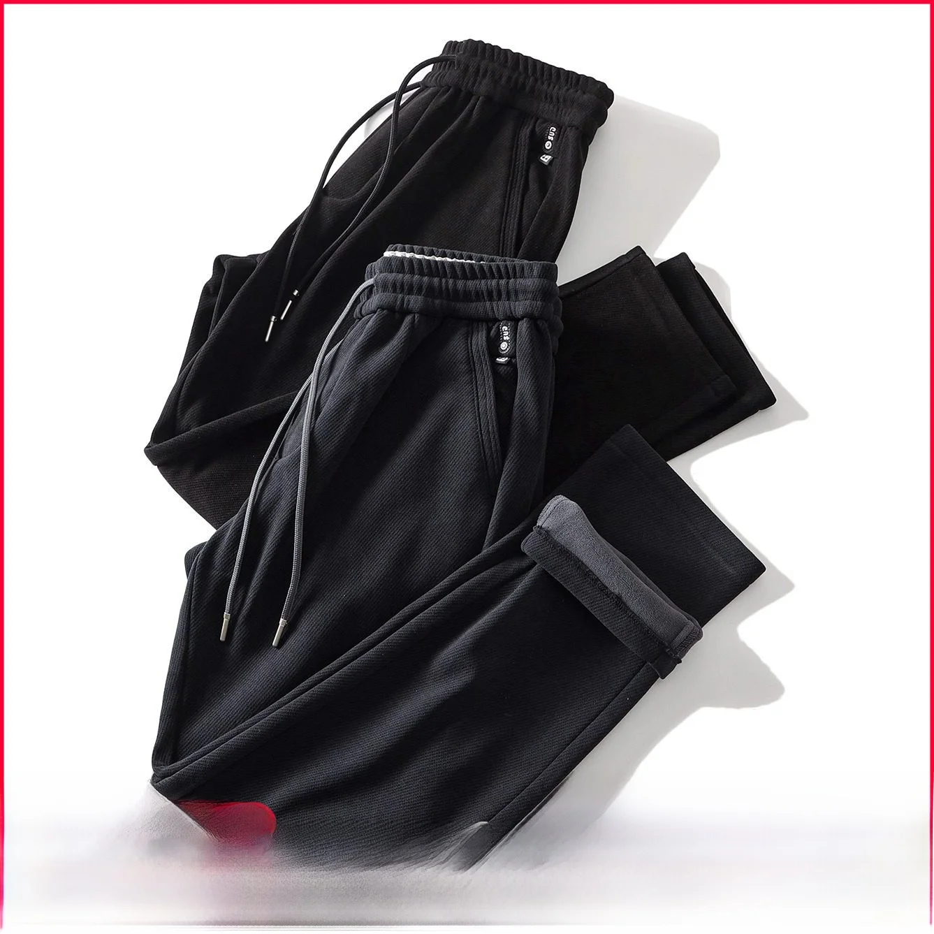 

Thiened Flannel Men's Straight Leg Casual Pants Autumn Winter Warm Pure Color Inteated Fce Comfortable Leisure Trousers