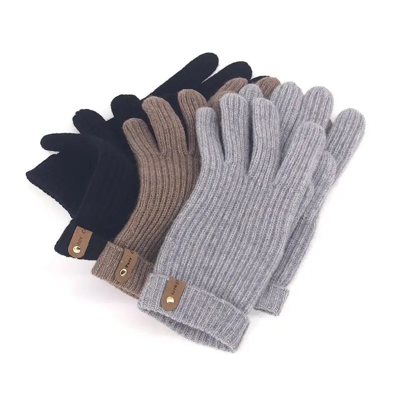men's-winter-thiened-warm-pure-camere-gloves-five-finger-split-outdoor-cold-resistance-cuff-turn-up-coarse-needle-knit