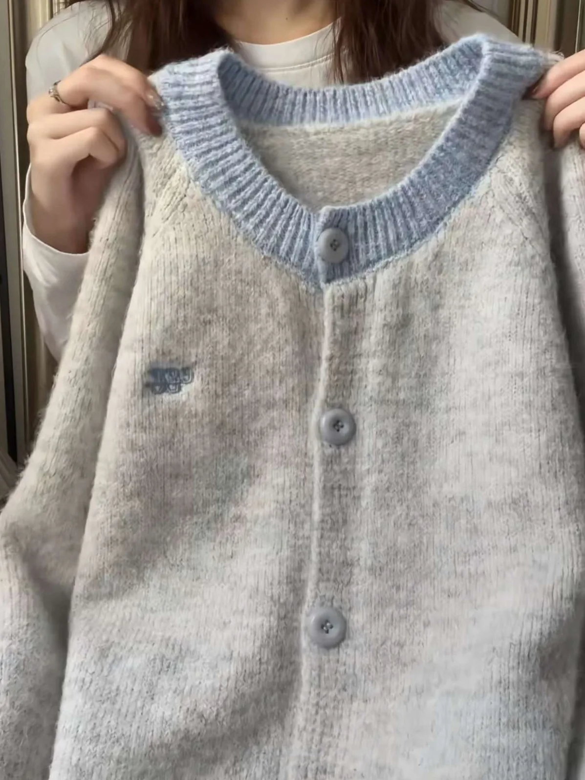 

Sli Color Blo Long Sve Knitted Open Cardigan Women's 2025 New Korean Sle Early Autumn Sweater Coat Straight Tube pe