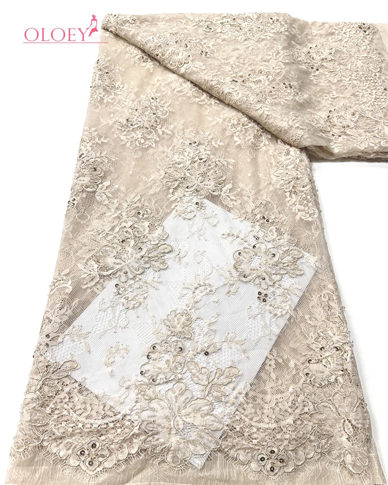 

Элегантная африканская кружевная ткань OLOEY с пайетками 2026: высококачественная нигерийская вышитая бисером тюлевая кружевная ткань для женских вечеринок и свадеб