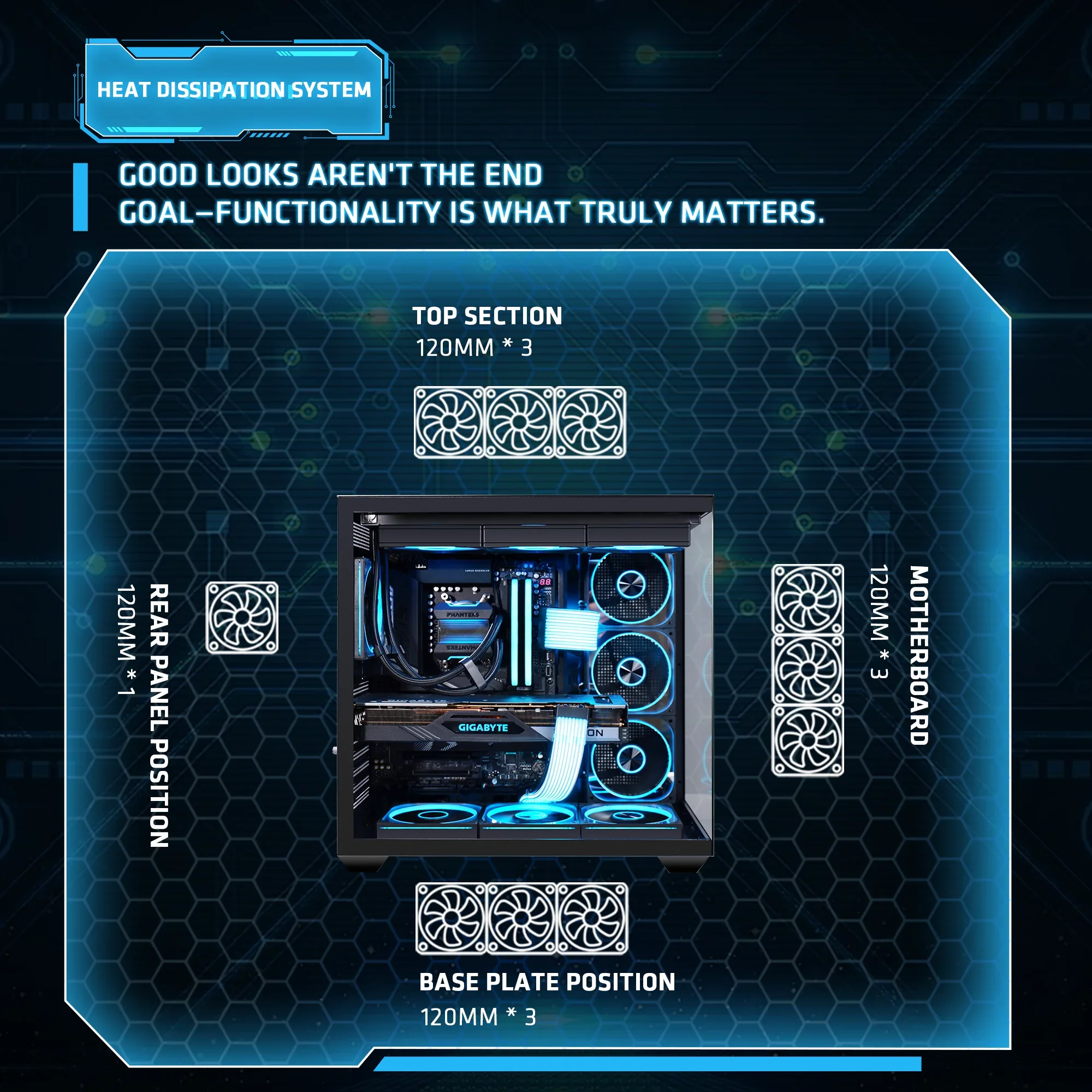 

Yeah Magic Sword V Black ATX Mid Tower Case - Dual 360mm Radiator Support, 10x 120mm Fan Mounts, High Airflow Gaming PC Chassis