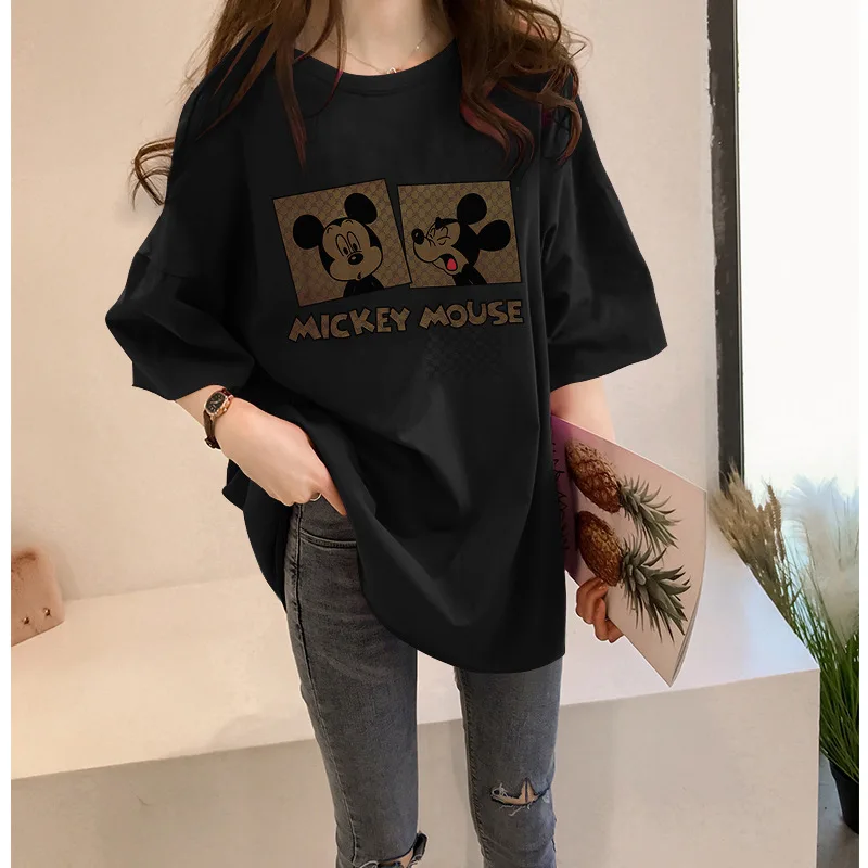 

Women's T-Shirt Cartoon Mickey Mouse Print Summer Short Sleeve Large Size Loose Fashion Casual Wear Out Half Sleeve Top T-Shirt