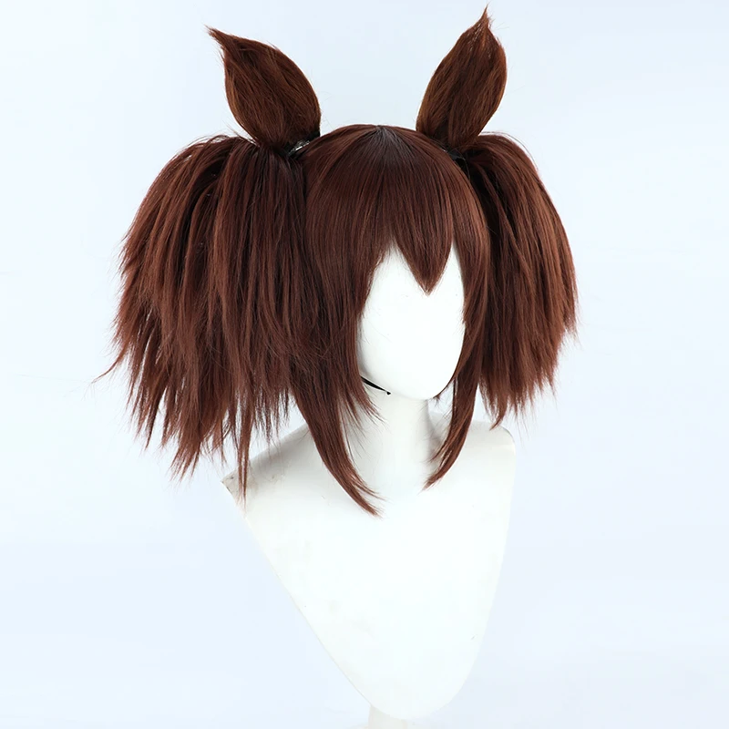 Inari One Cosplay Wig Uma Musume Pretty Derby Brown Ponytail Heat Resistant Synthetic Hair Role Play Halloween Party Carnival