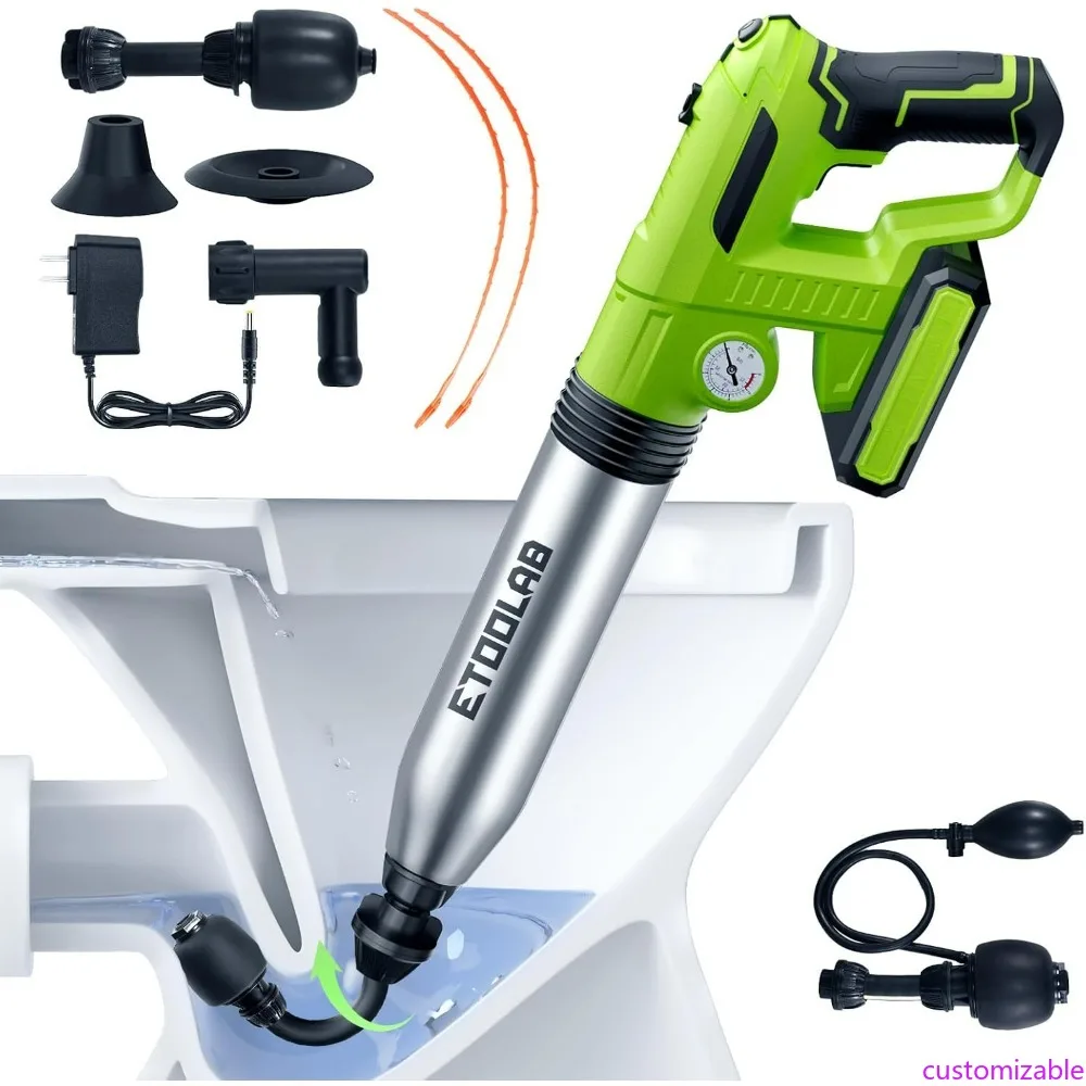 

Heavy Duty Electric Air Toilet Plunger - High Pressure Clog Remover Tool