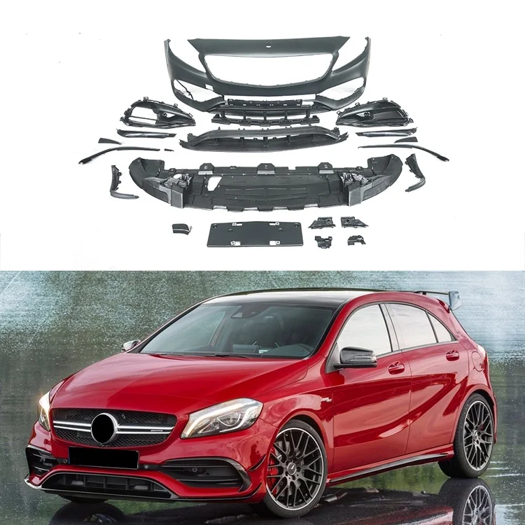 Ukiss Car Bumpers For 2016+ Mercedes Benz W176 A Class Modified A45 AMG LCI Front  Bumper  Grille