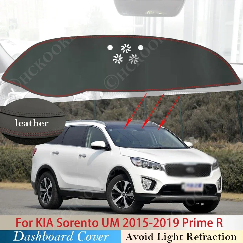 PU Leather for KIA Sorento UM 2015 2016 2017 2018 2019 Dashboard Cover Protective Pad Car Accessories Sunshade Anti-UV Carpet