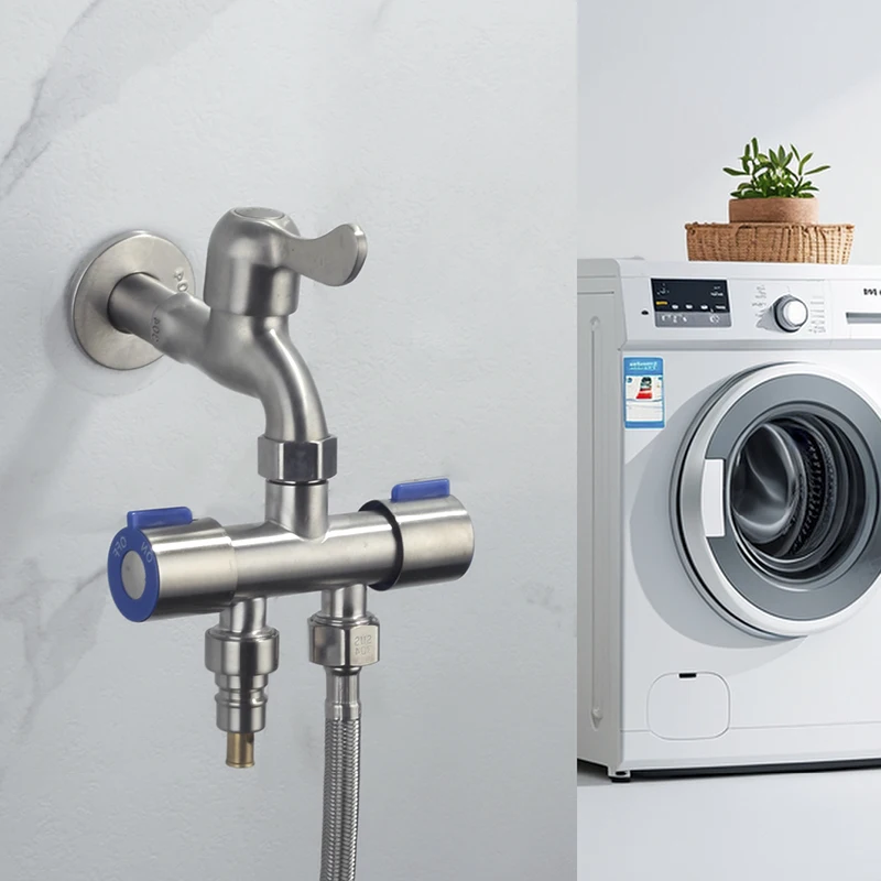 

Stainless Steel Dual Control Dual Use 3 Way Shower Water Diverter Valve Faucet Washing Machine Bathroom Toilet Accessories