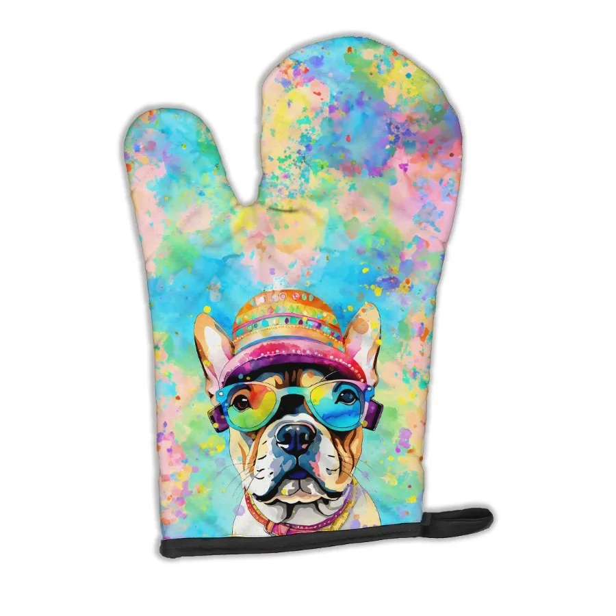 

Варежка для духовки с французским бульдогом Hippie Dawg, термостойкая толстая варежка для духовки для горячих кастрюль и духовки, кухонная варежка для защиты рук, приготовление пищи Ба