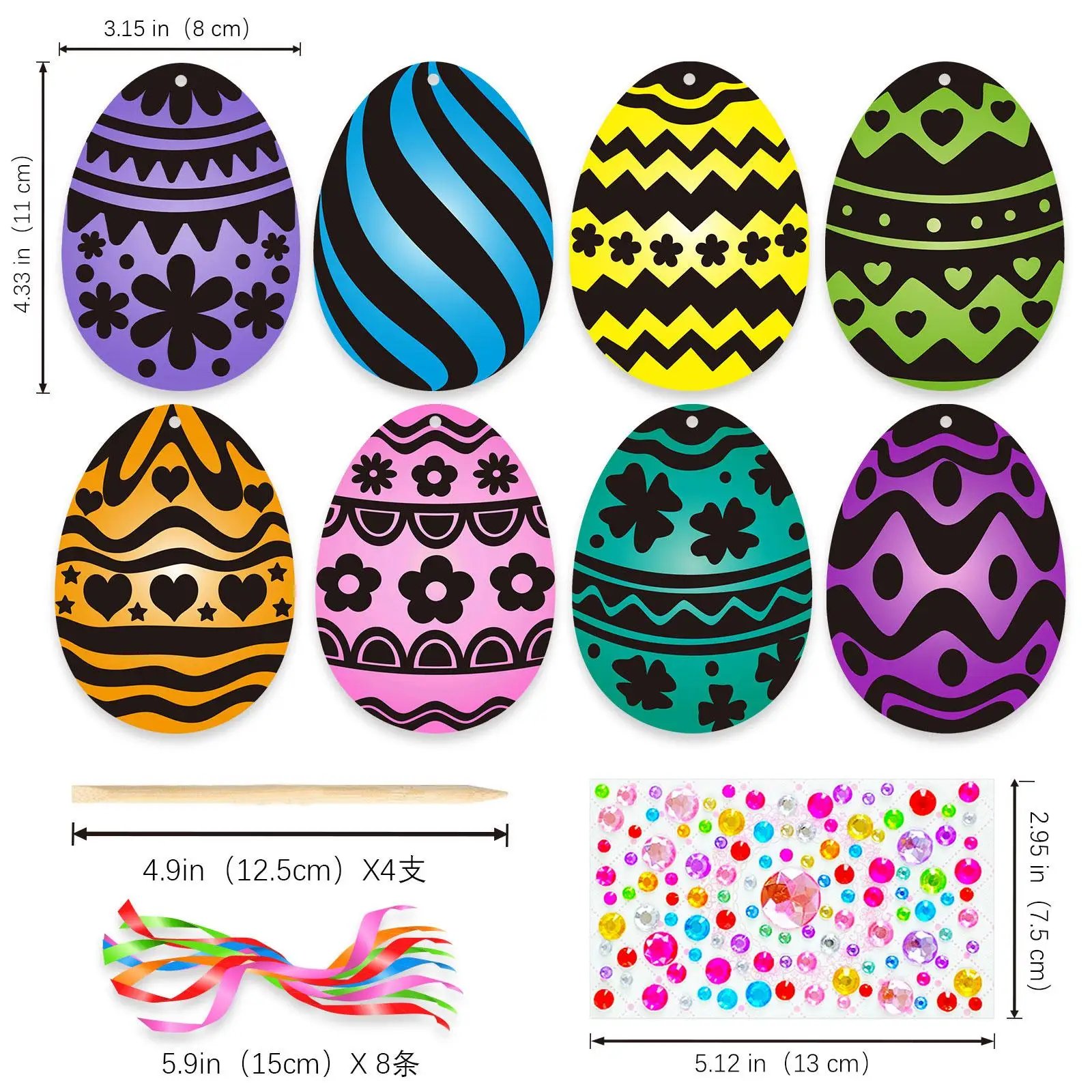 Easter Egg Scratch Paper Drawing Toys Gifts Pendants Painting for Decoration