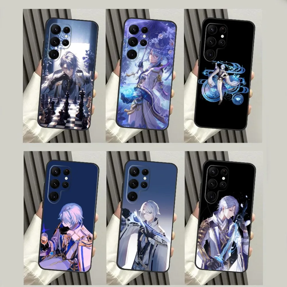 

G-Genshin Kamisato Ayato Phone Case For SamsungS24,S23,S22,S21,S20 Ultra Pro S10,S30Plus,S9,20lite Ultra Black Cover
