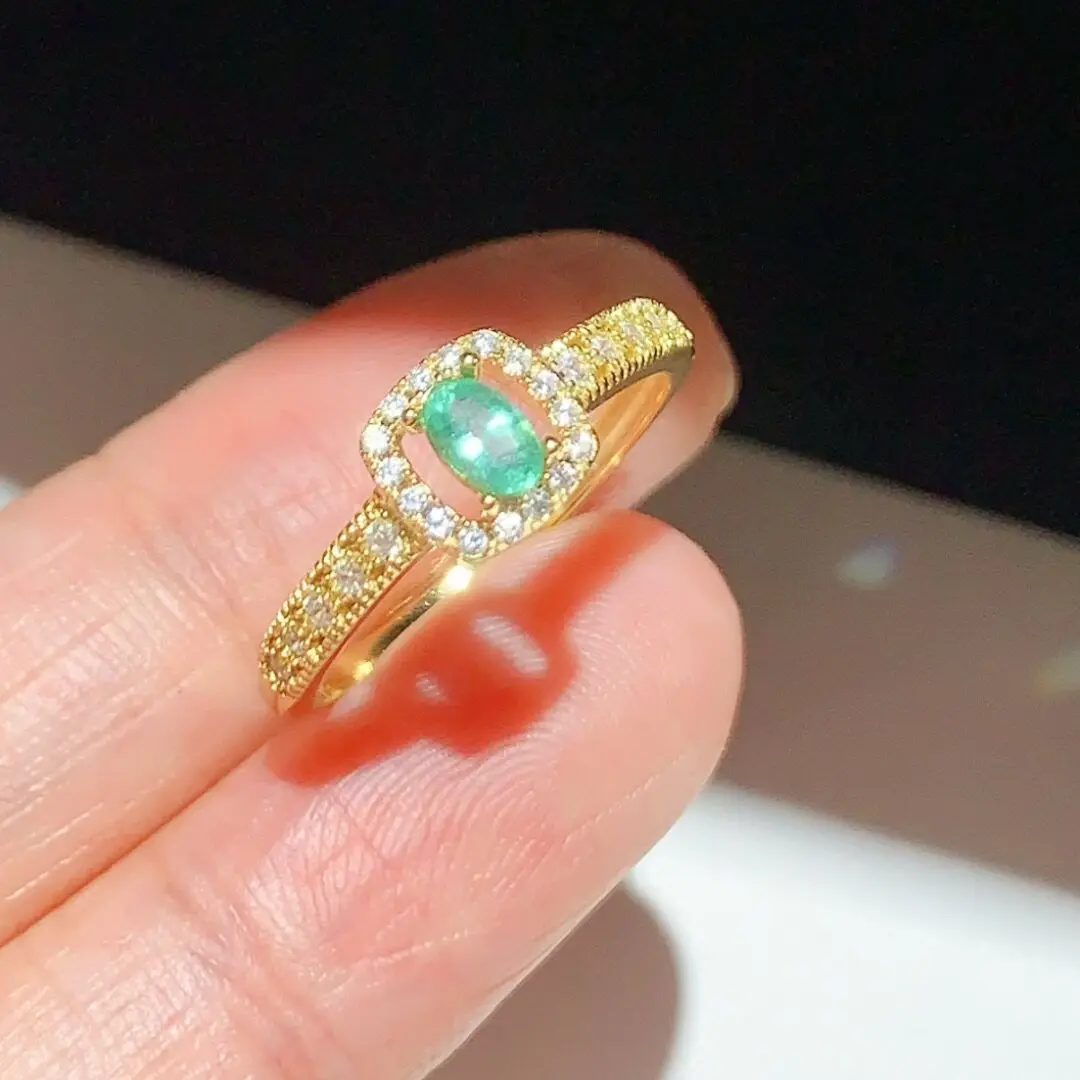Fashion Silver Emerald Ring for Daily Wear 3mm*5mm Natural Emerald Silver Ring Solid 925 Silver Ruby Jewelry for Woman Gift