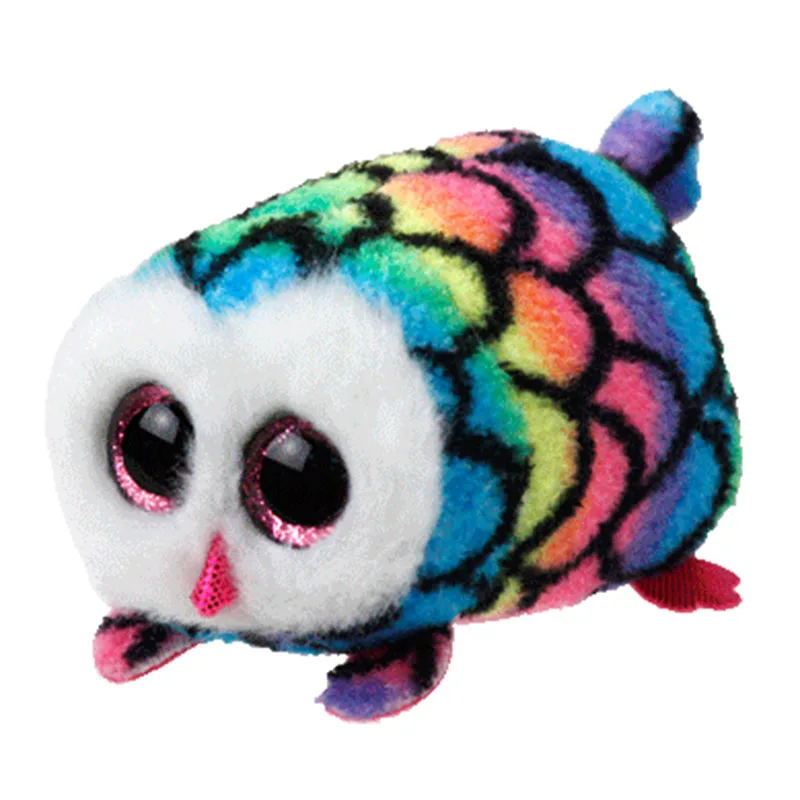 10cm Teeny Ty Beanie Big Eyes  Phone Screen Wipe Stuffed Mini Plush Toy Doll Clorful Owl Hootie Children Christmas Gifts