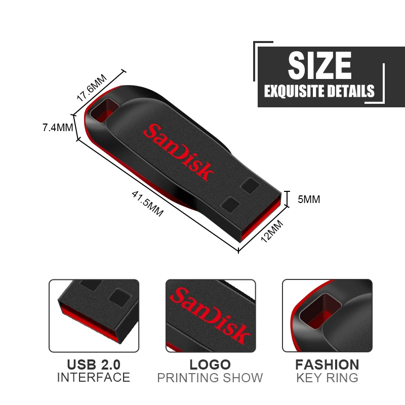 محرك أقراص فلاش USB صغير من سانديسك ، محرك قلم ، محرك أقراص ، وحدة ذاكرة ، 50 ، 32 جيجابايت ، 64 جيجابايت ، 16 جيجابايت ، 16 جيجابايت ، CLE ، USB ، قرص فلاش