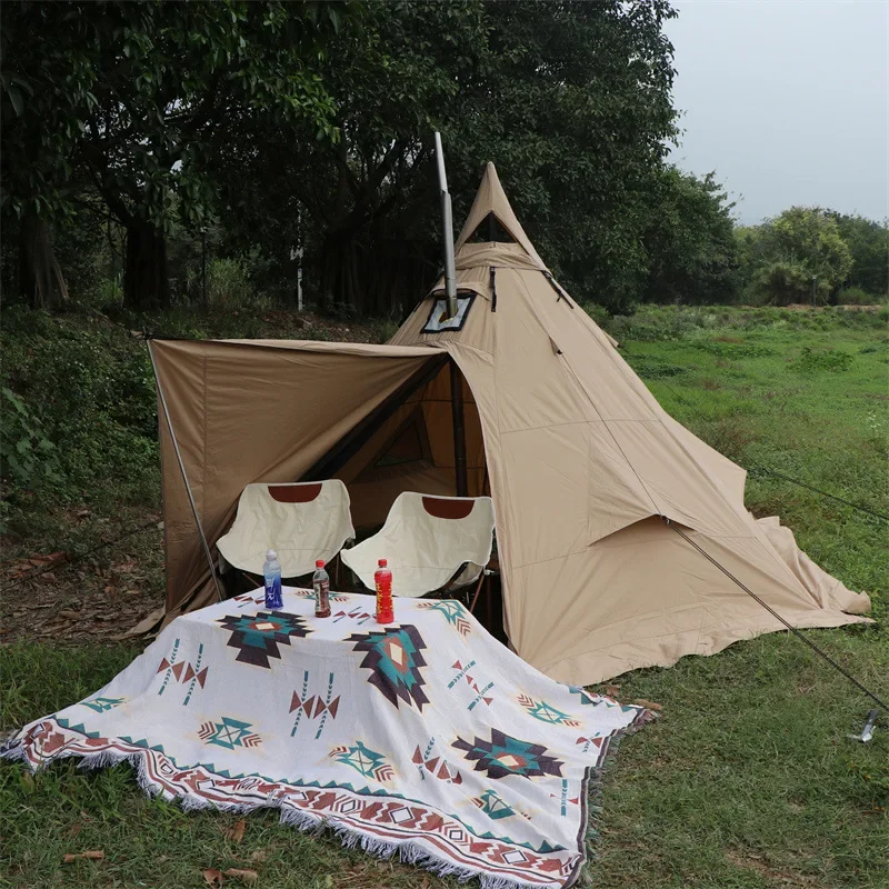 newPinnacle Indian camp with chimney mouth tent outdoor camping shelter rainstorm protection firewood stove tent