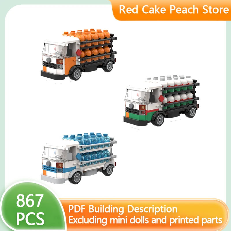 

City Car Model MOC Building Bricks Gas And Water Delivery Trucks Modular Technology Gifts Holiday Assemble Children Toys Suit