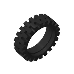 10pcs MOC Brick Parts 61254 Tyre 24 x 7mm Offset Tread with Center Band Compatible Building Block Particle DIY Kid Brain Toy