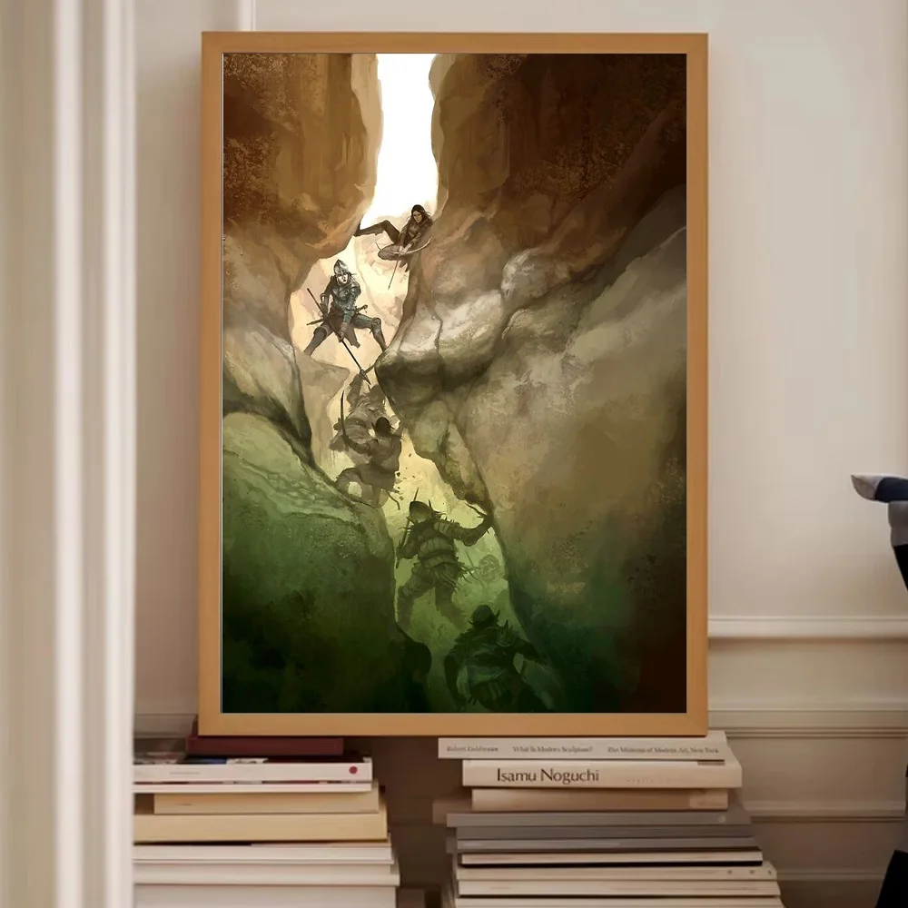 Fantasy landscape painting epic adventure scene dark forest artwork mystical realm digital illustration game art home decor wall