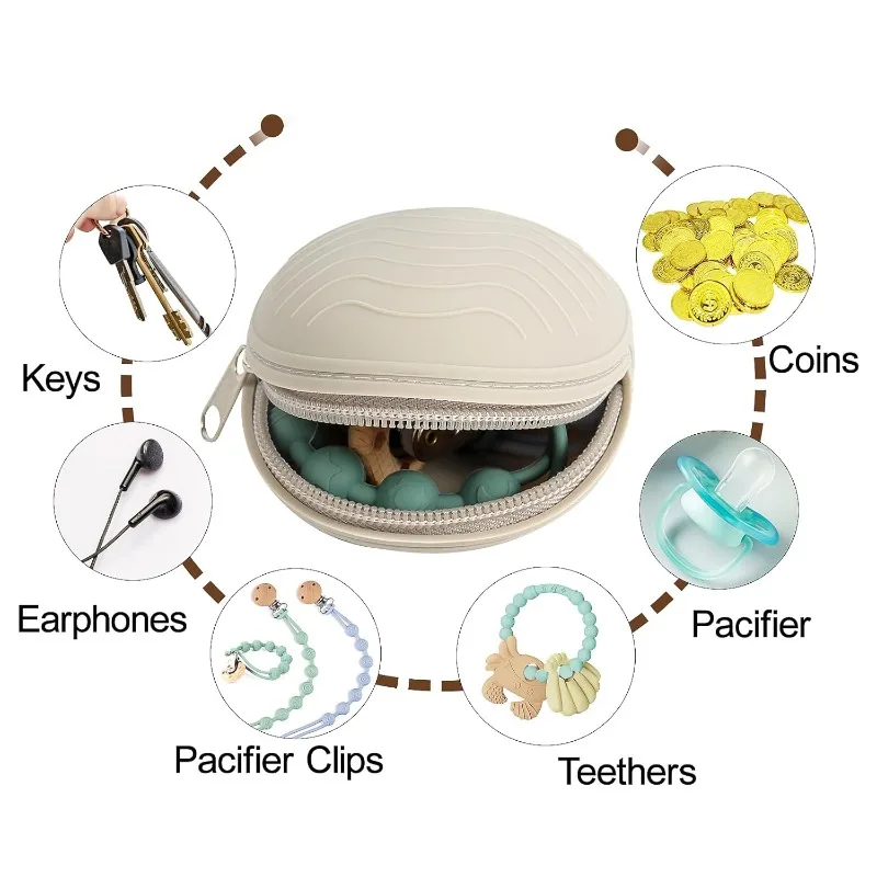 Reißverschluss Silikon Baby Schnuller Fall Schnuller Lagerung Box für Neugeborene Tragbare Nippel Halter Zitzen Befestigung Mini Münze Schlüssel Tasche – Detail 5
