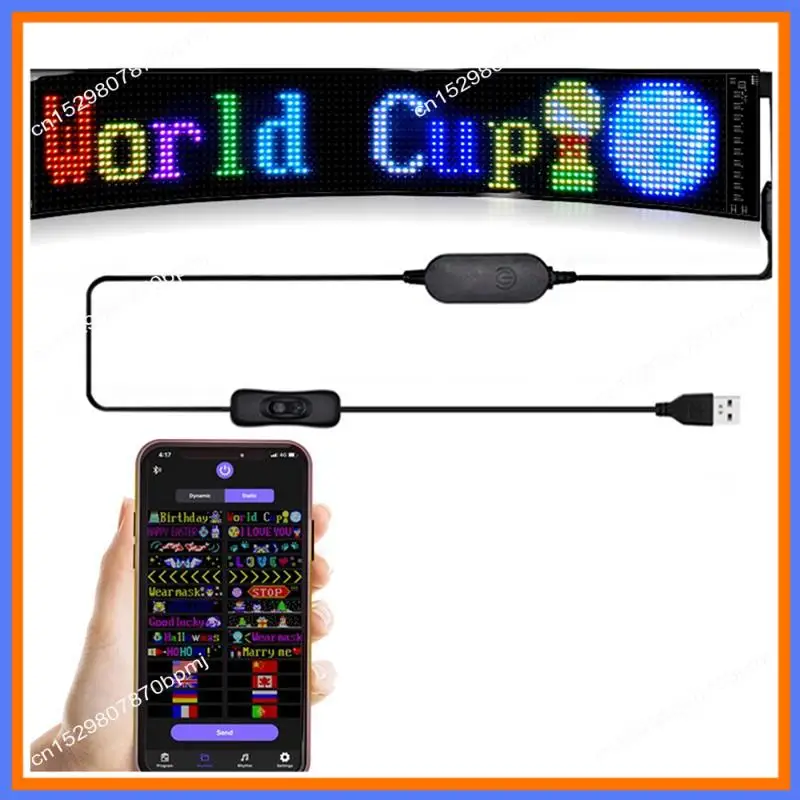 Pannello pixel LED BAAE, modulo LED flessibile USB 5V Display di animazione testo a scorrimento RGB, APP Bluetooth, 16X32 LED 7X17 cm Durevole