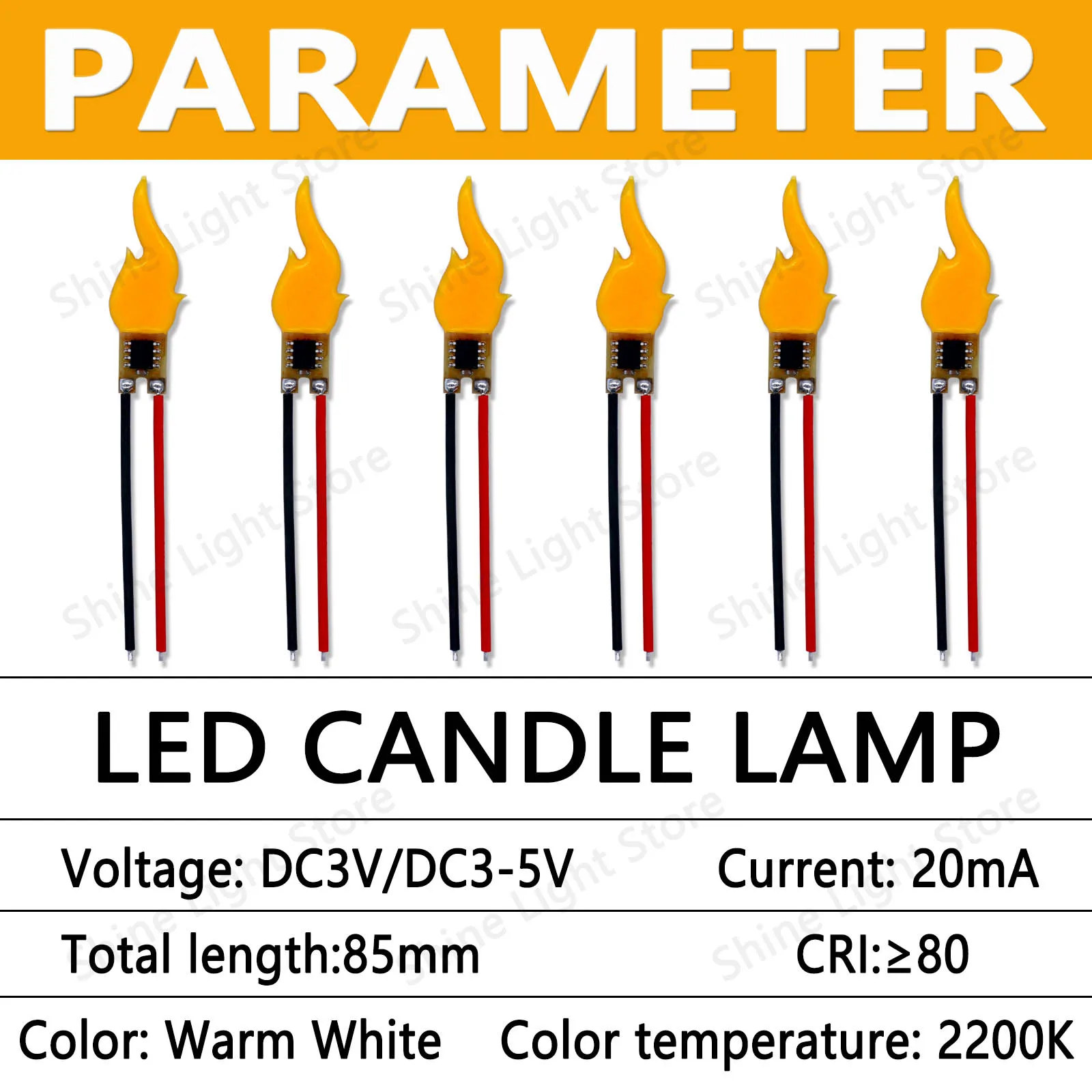 LED COB Filamento Lanterna, Luzes de vela, Edison Flame, Filamento LED, Welding Strip Line, 2200K, Decoração Diodo, Acessórios Bulb, 3V, DC