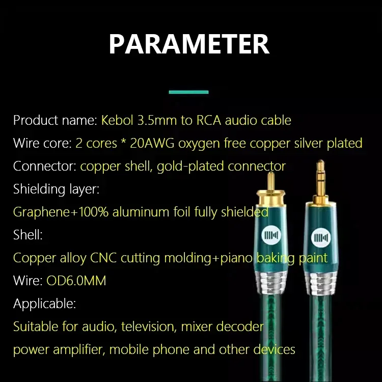 Kaiboer kabel RCA HiFi Jack 3.5mm do Rca Aux kabel Audio do miksera wzmacniacz dźwięku głośnik Adapter do telefonu