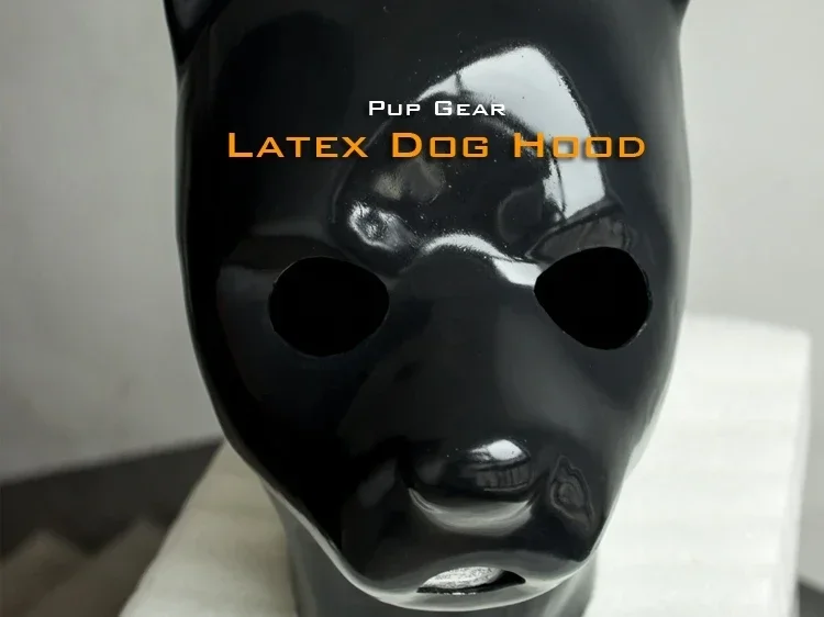 (FErubber 06) 100% Natural Rubber Latex One Piece Head Dog Cover SM Fetish Headhood Crossdressing Catsuit Full Body Zentai Suit