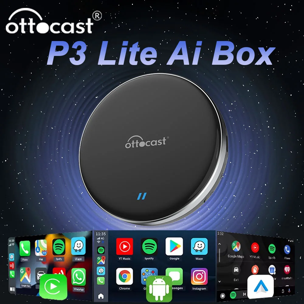 

OTTOCAST OttoAiBox P3 Lite Wireless CarPlay Ai Box Android Auto Video TV Box 2024 New Car Accessories for Mazda VW Seat Skoda