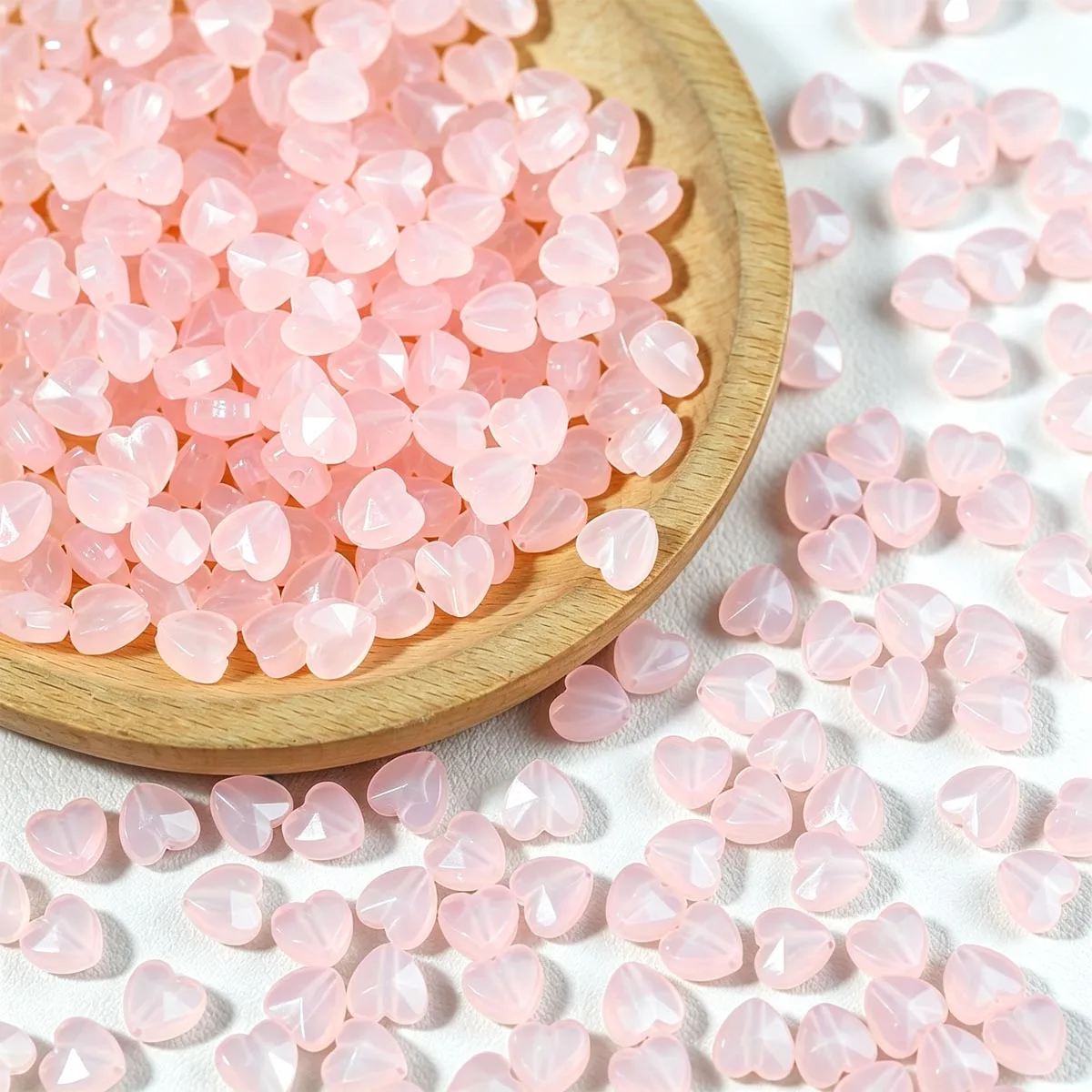 8x8mm 100-300Pcs Light Pink Jelly Colors Heart Shaped Acrylic Loose Beads for Jewelry Making DIY Bracelets Necklace Accessories