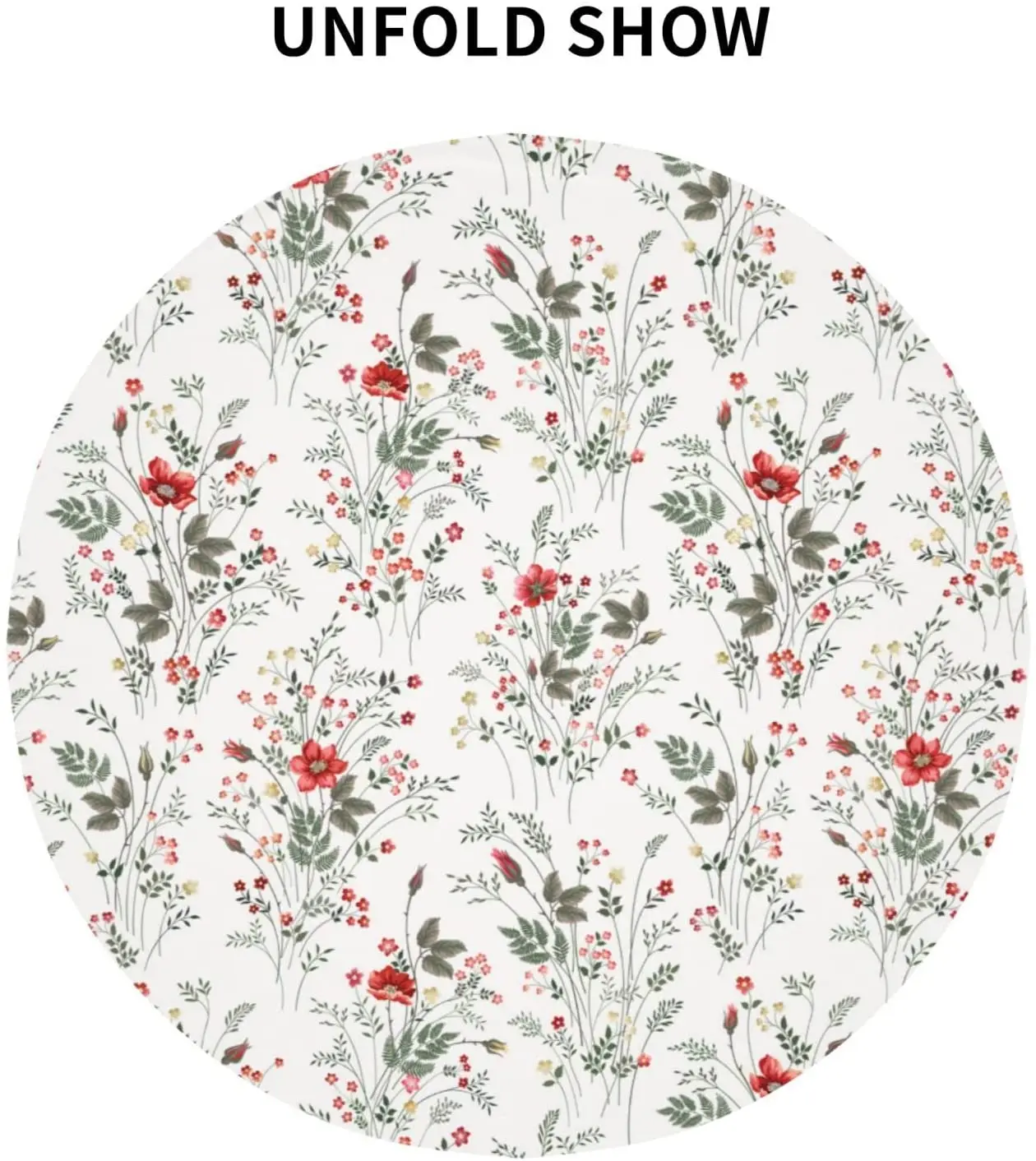 Wild Flower Floral Tablecloth Round Table Cloth Waterproof Polyester Washable Table Cover for Indoor Outdoor Picnic Patio Decor