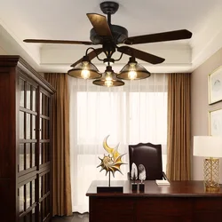 Ceiling Fan with Light and Remote Control Rustic Industrial Chandelier Fan With 3 Lights Black Retro Indoor Fan For Living Room