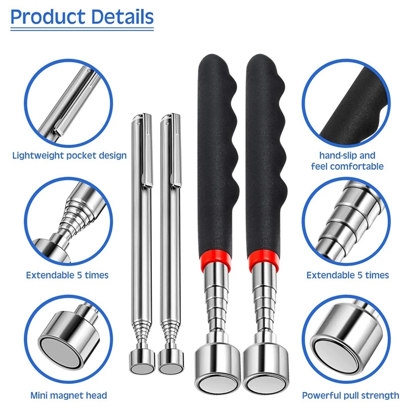 4Pcs Telescoping Magnet Pick Up Tools Include 20 Lb Magnetic Tool And 3 Lb Telescoping Magnet Stick Gadget