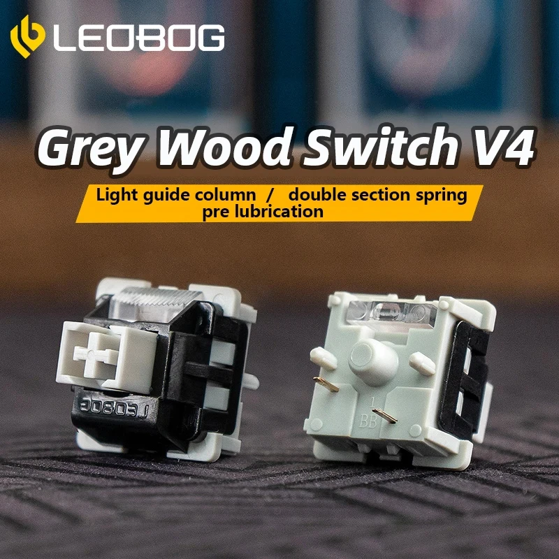 LEOBOG GrayWood V4 Switch Linear POM HIFI Switches For Custom Mechanical Keyboard KIT 5Pin With Light Guide Column DIY GMK67