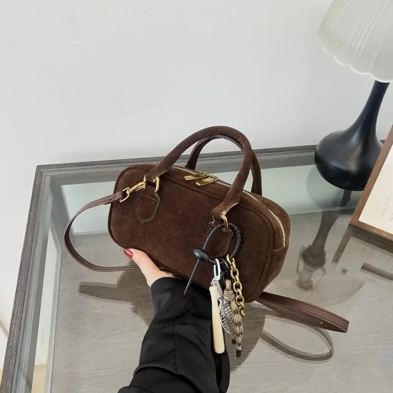 

Velvet Solid Color Satchels Zipper Shoulder Bag 2025 High Quality Versatile Fashion Crossbody Bag Soft Simple Commuter Handbag
