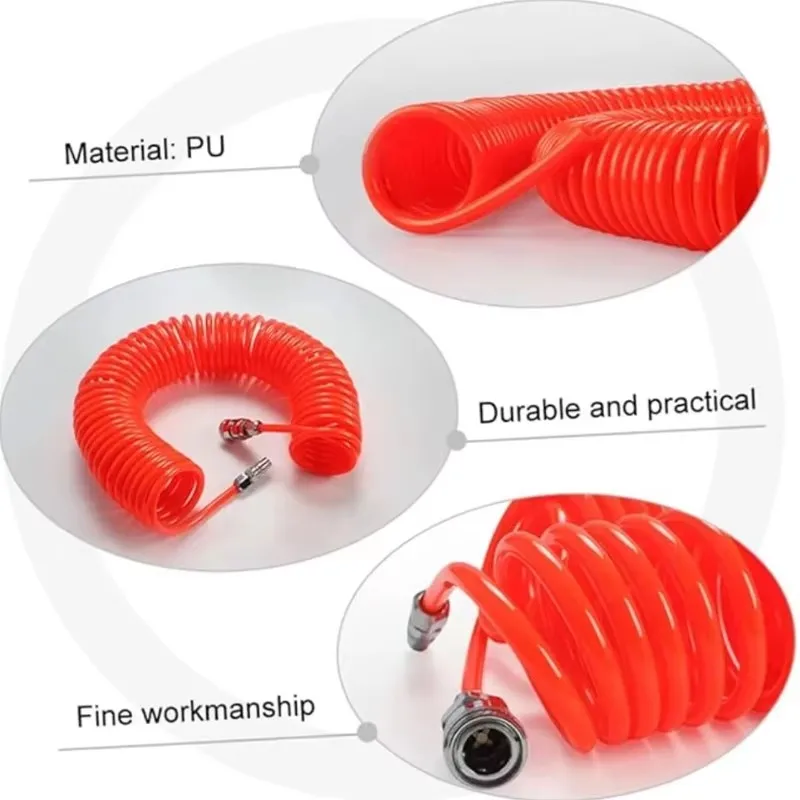 Enhanced Pneumatic Hose Spiral Pipe for Air Compressor High-Pressure Truck Air Blowing Gun Dust Blowing Pneumatic Tool