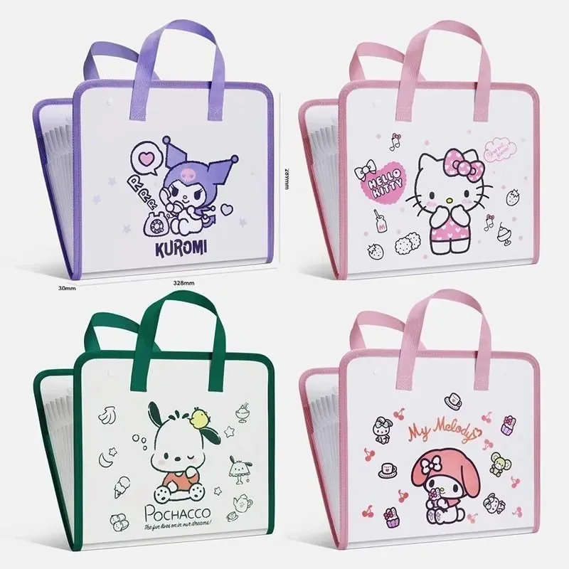 Carpeta Kawaii Original Sanrio Hello Kitty A4, Carpeta Organizadora de Gran Capacidad, Bolsa de Almacenamiento Multicapa, Portátil, para Estudiantes, Papeles de Prueba, Juguetes