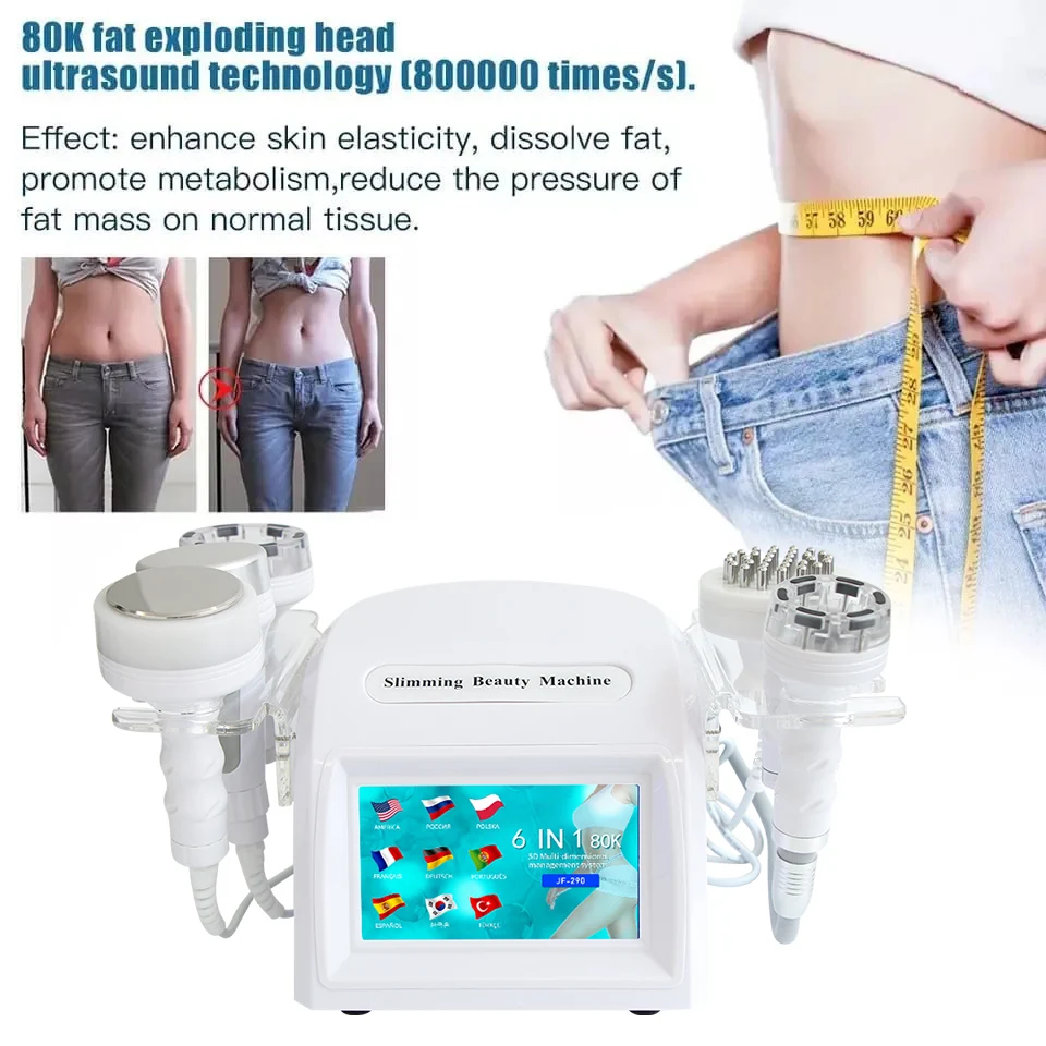 New 6 in 1 80K Lipo Cavitation Ultrasonic Vacuum Slimming Machine Weight Loss Body Sculpting Skin Tightening Lifting Device