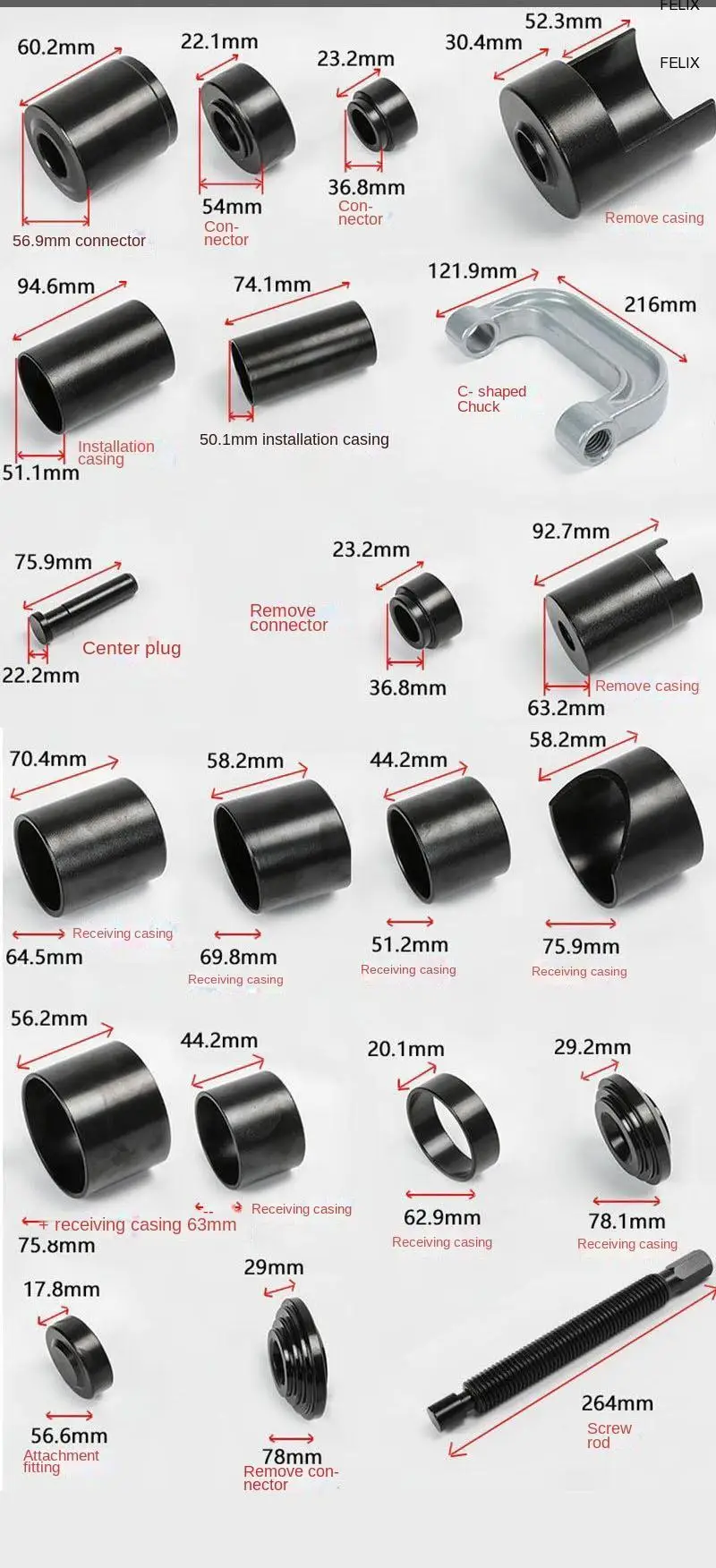 Universal Cross Joint Puller Set 21 Piece Ball Joint Extractor C Clamp Car Series Tool