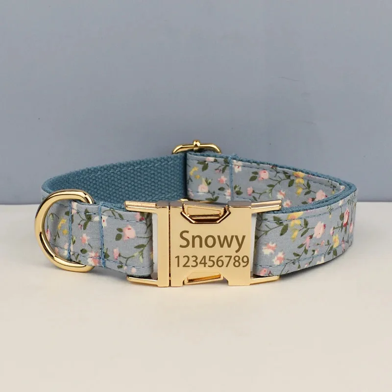 

1 шт. персонализированный модный ошейник с цветком для собаки, индивидуальная бирка для телефона с именем, подходит для больших, средних и маленьких собак и кошек