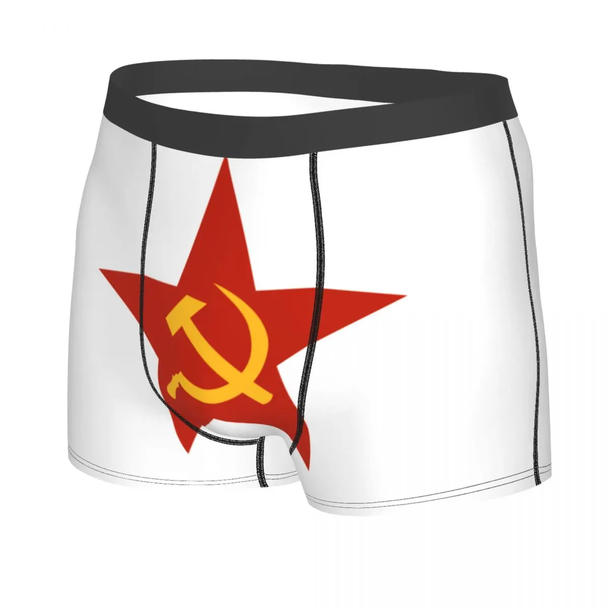 Male Cool Hammer And Sickle CCCP Soviet Union Coat Of Arms Underwear Boxer Briefs Men Stretch Shorts Underpants