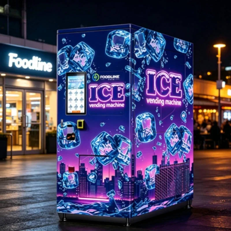 FL Customized Commercial Self Service Automatic 24 Hour Ice Cube Maker Dispenser Vending Machine Commercial Package