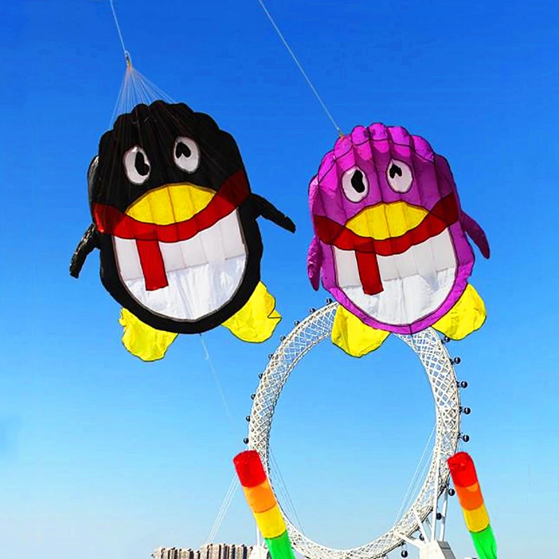 

free shipping penguin kite flying inflatable toys cerf volant wind kite children air bounce papalote outdoor play linha de pipa