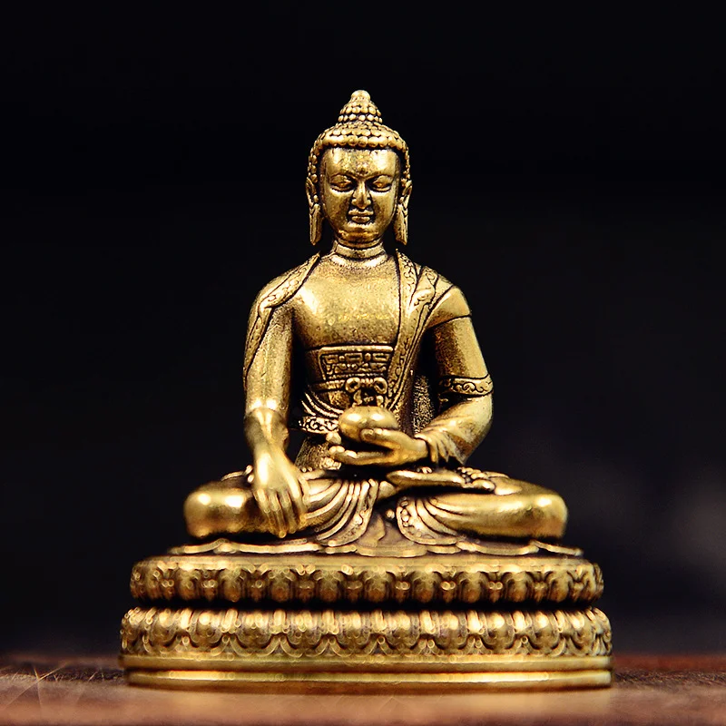Buddha Statue Copper Ornament Tibetan Buddhism Figurine Guanyin Mother Bodhisattva Decorative Craft Antique Copperware
