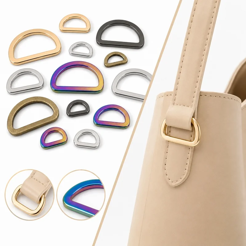 50Pcs 16-38mm Zinc Alloy D Ring Buckles Handbag Strap Connector Backpack Webbing Loop Purse Handle Hardware DIY Bag Accessories
